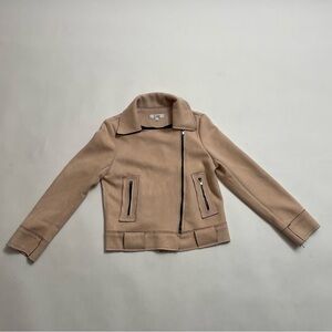 EVIE faux leather moto jacket in blush pink